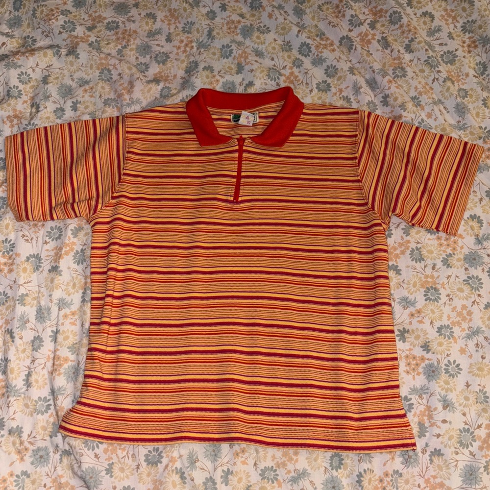 Great Lakes vintage Striped Orange and Red Polo Shirt